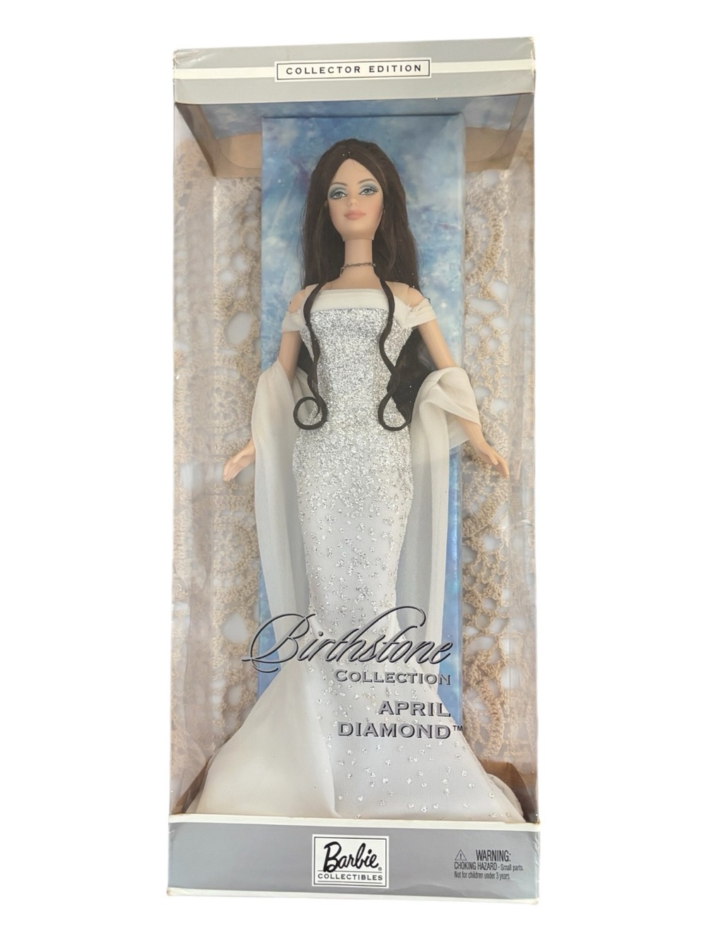 Barbie Collector Vintage Edition April Diamond White & Silver Gown Doll 2002 NWT